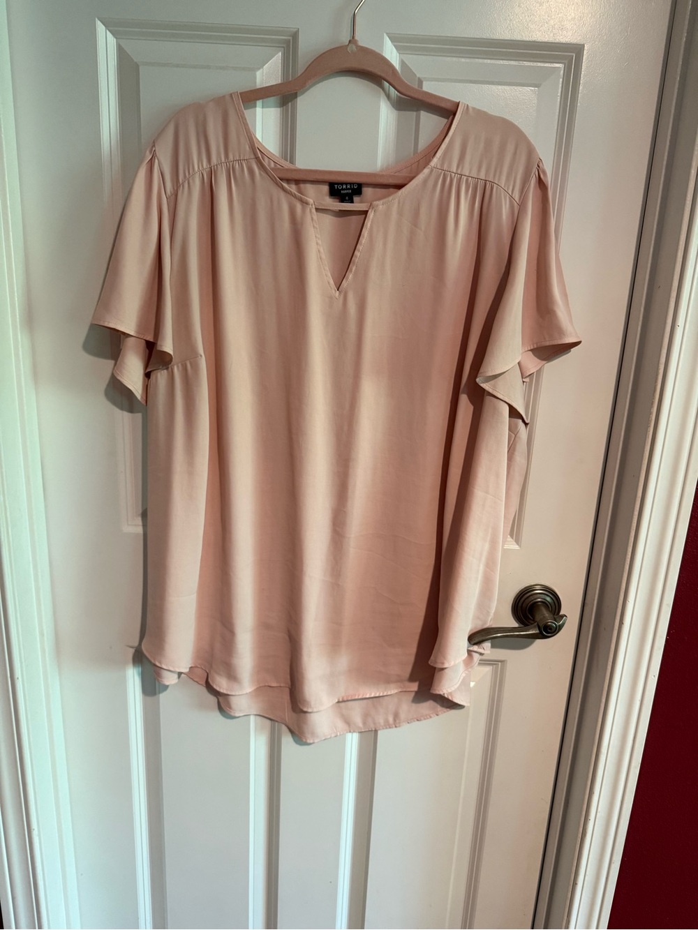 Harper Blush Pink Short Sleeve V-Notch Blouse